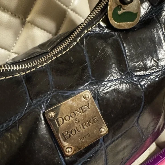 Dooney & Bourke Navy Blue Croc-Embossed Women's Bag - Picture 2 of 10